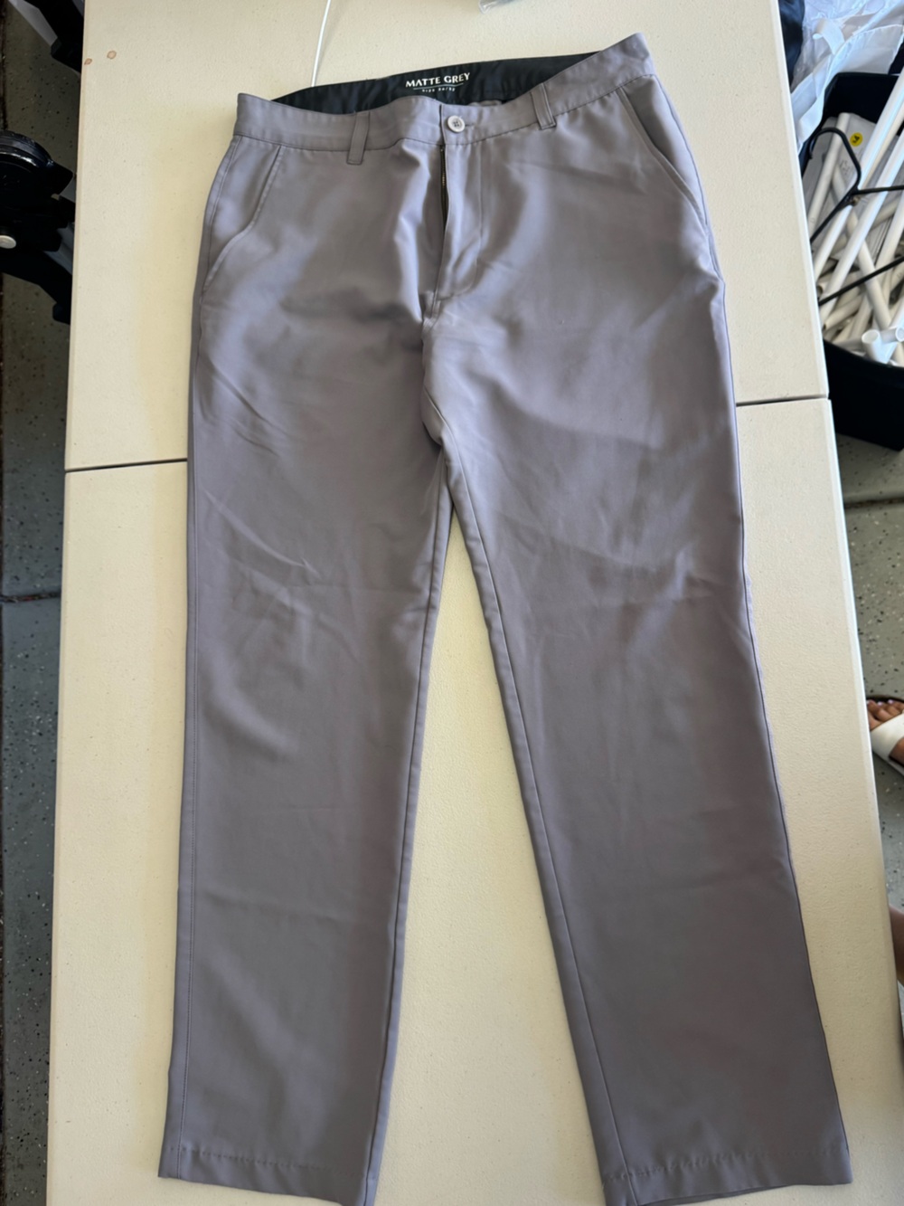 Matte Grey Men's Chino Pants — Slim Stretch in Gray